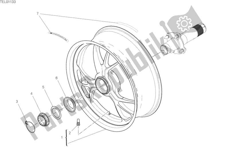 All parts for the Rear Wheel of the Ducati Superbike Panigale V4 S USA 1100 2019